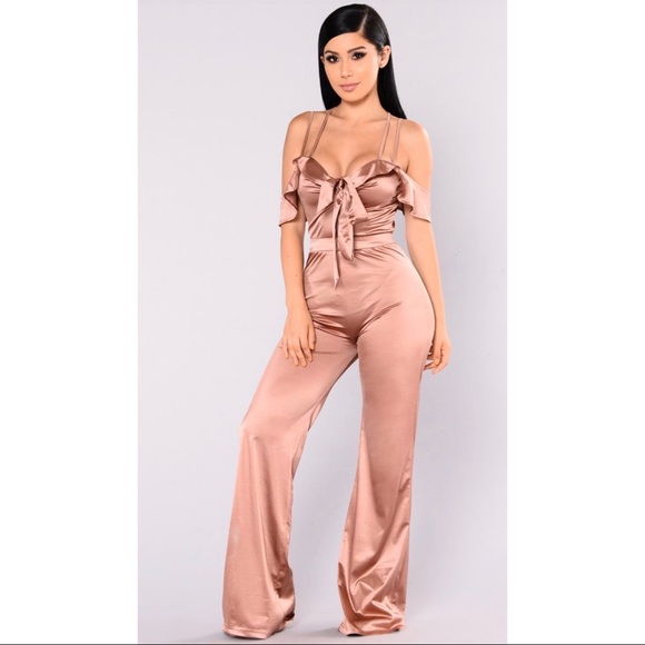 gold satin jumpsuit